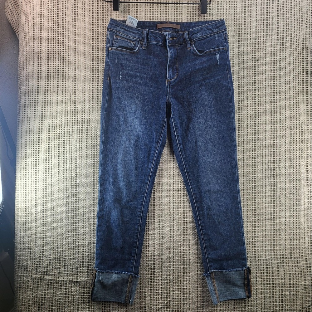 Joes Jeans Jeans Womens 28 Blue Skinny Cuffed Raw Hem Distressed Stretch Denim